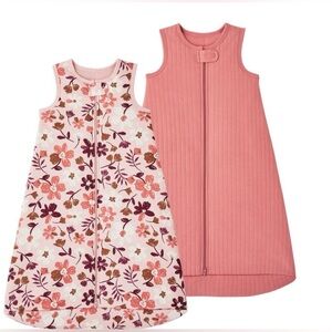 Baby Girls 2 Pack Sleeveless Sleep Sacks With Zipper 100% Cotton Size 3 Months